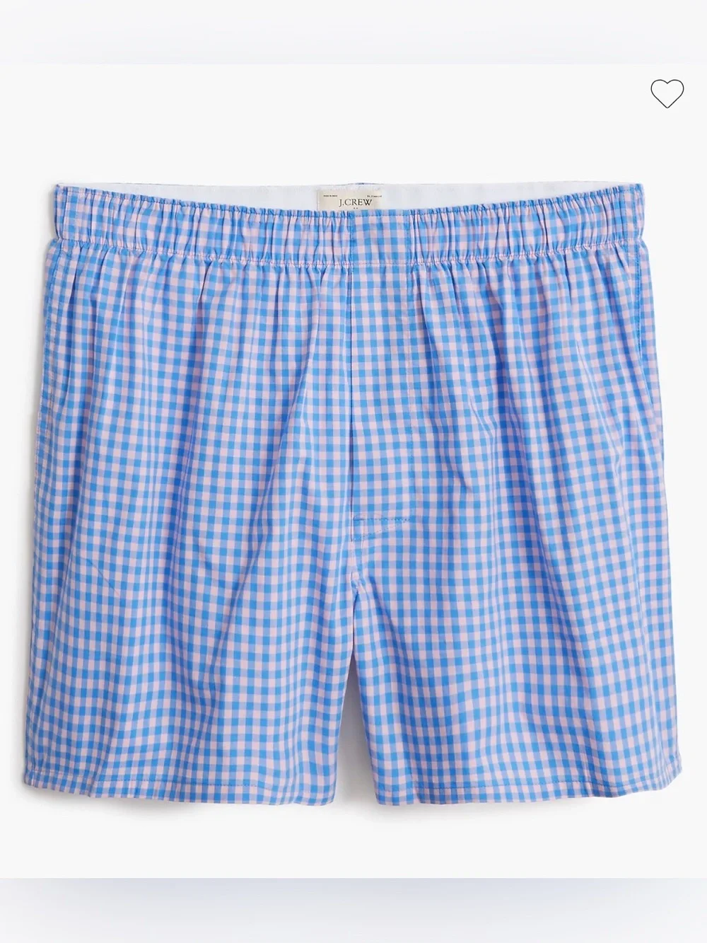 NWT J.Crew Men Gingham plaid One Woven Boxer Shorts 100% Cotton blue M
